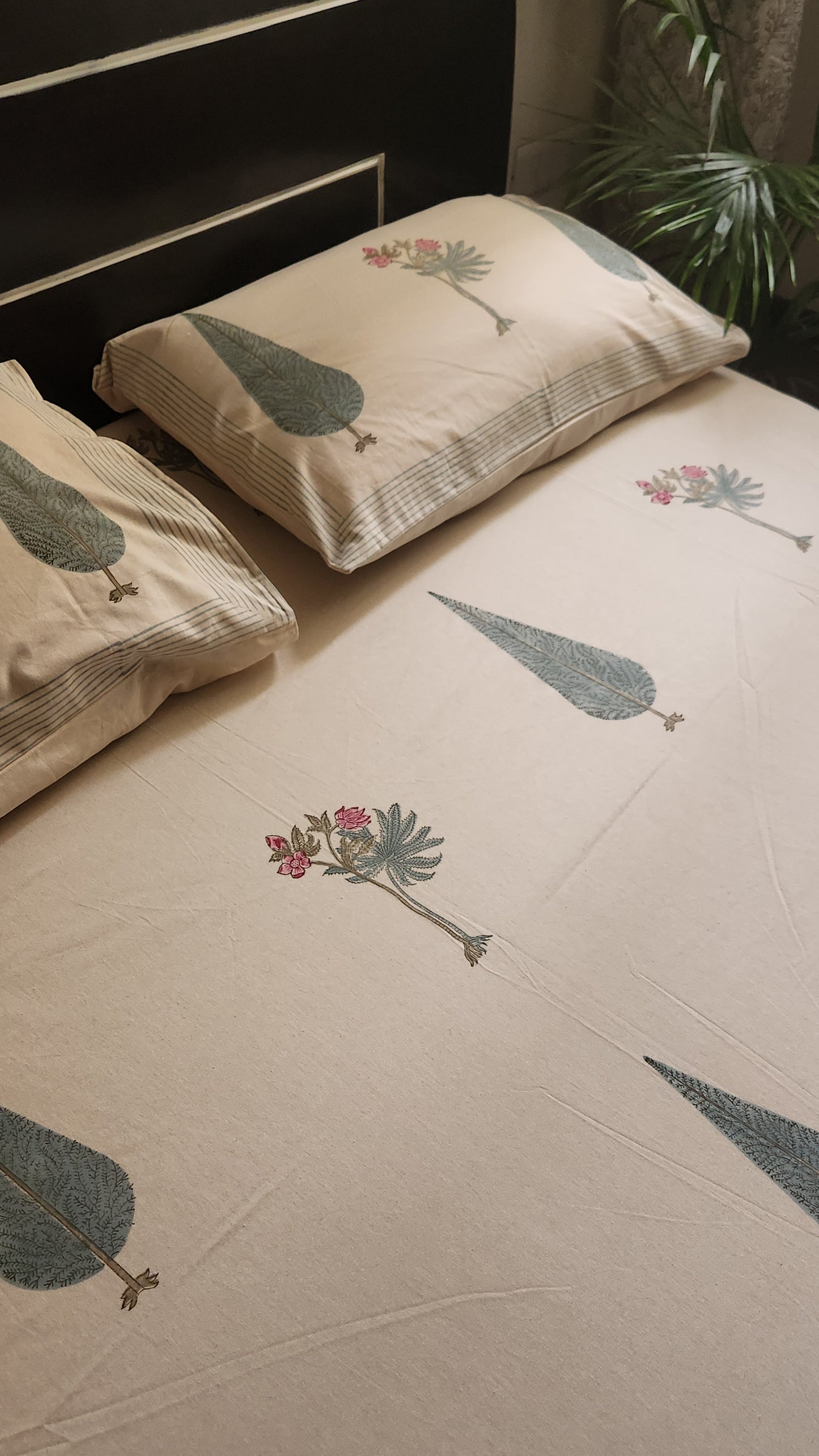 Cypress trees handblock print Bedsheet