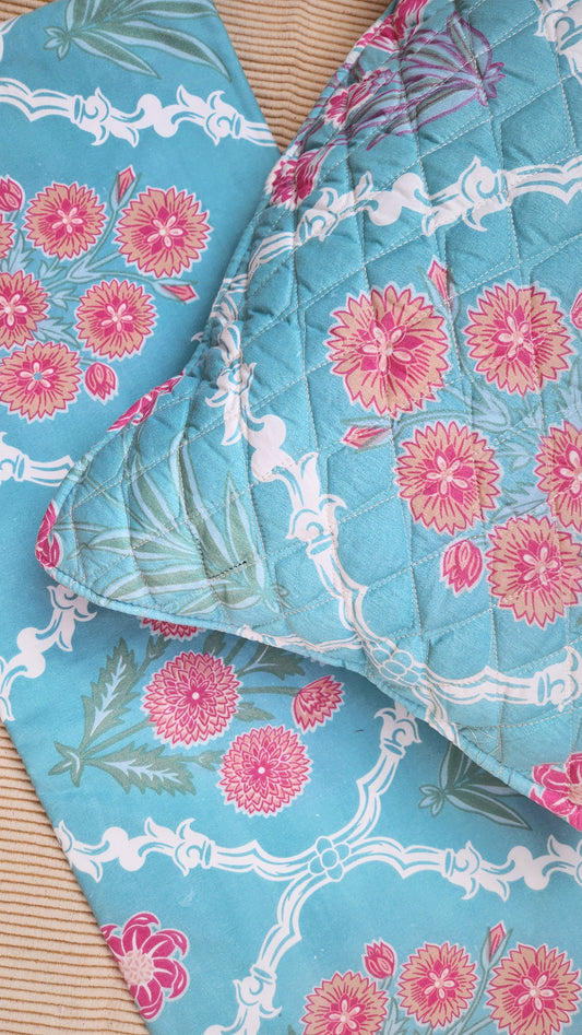 Tropical Blue quilted bedsheet